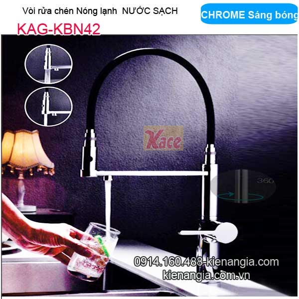 Vòi rửa chén LỌC nước chrome bóng KAG-KBN42