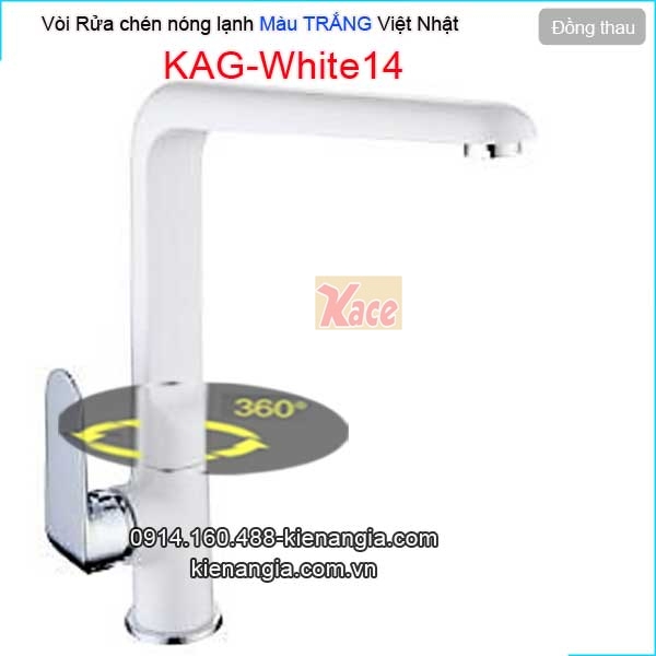 Vòi chậu rửa chén nóng lạnh màu trắng KAG-White14