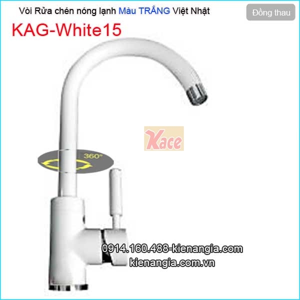 Vòi chậu rửa chén nóng lạnh màu trắng KAG-White15