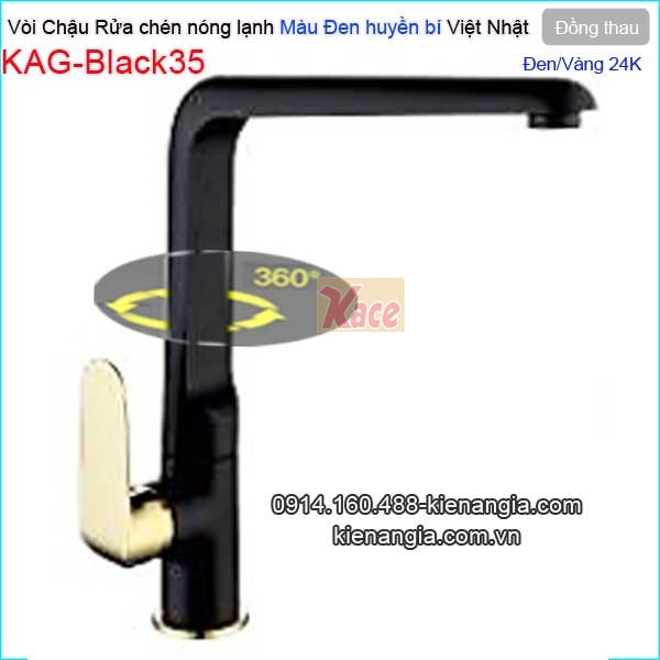 Vòi rửa chén cao cấp đen vàng 24K KAG-Black35