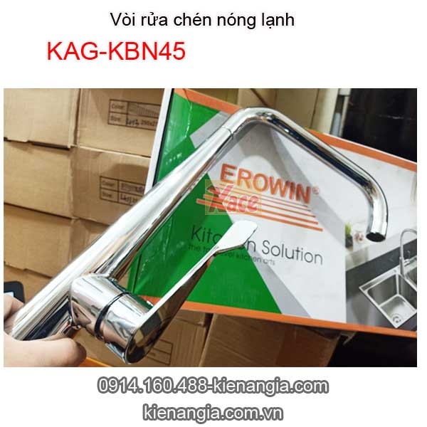 Vòi rửa chén nóng lạnh chrome bóng Erowin KAG-KBN45
