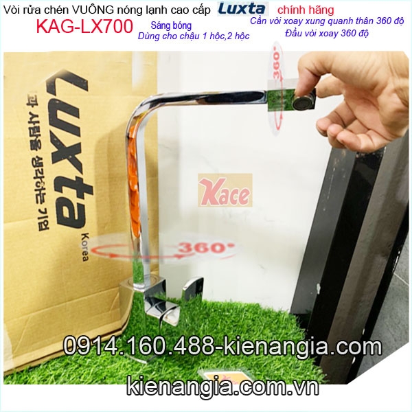 Vòi bếp vuông nóng lạnh chính hãng Luxta KAG-LX700