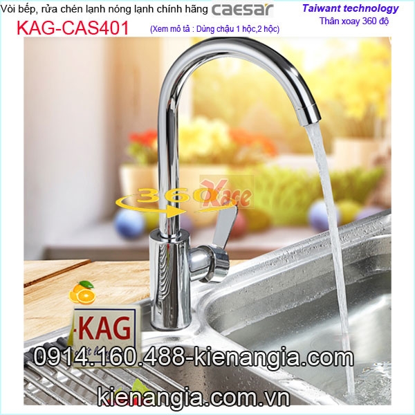Vòi rửa chén bát nóng lạnh Caesar KAG-CAS401
