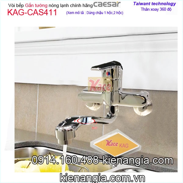 Vòi rửa chén gắn tường,vòi bồn tắm nóng lạnh Caesar chính hãng KAG-CAS411