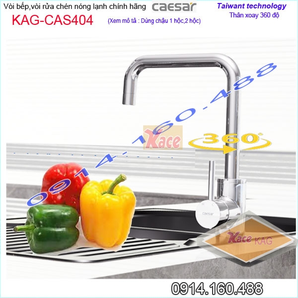 Vòi rửa chén nóng lạnh Caesar chính hãng KAG-CAS404