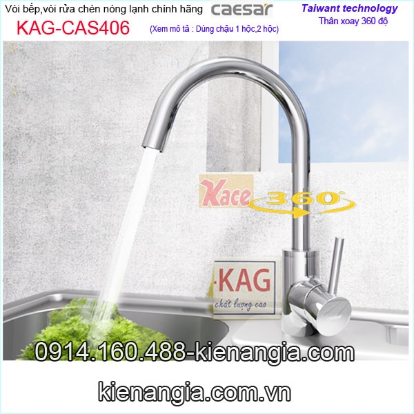 Vòi rửa chén nóng lạnh Caesar chính hãng KAG-CAS406