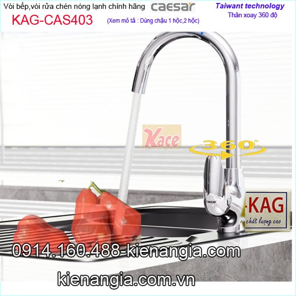 Vòi rửa chén nóng lạnh chính hãng caesar KAG-CAS403