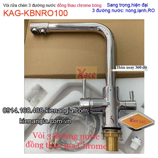 Vòi rửa chén chrome sáng bóng có lọc nước RO KAG-KBNRO100