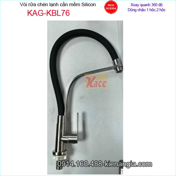 Vòi rửa chén Lạnh cần bẻ silicon INOX SUS304 KAG-KBL76