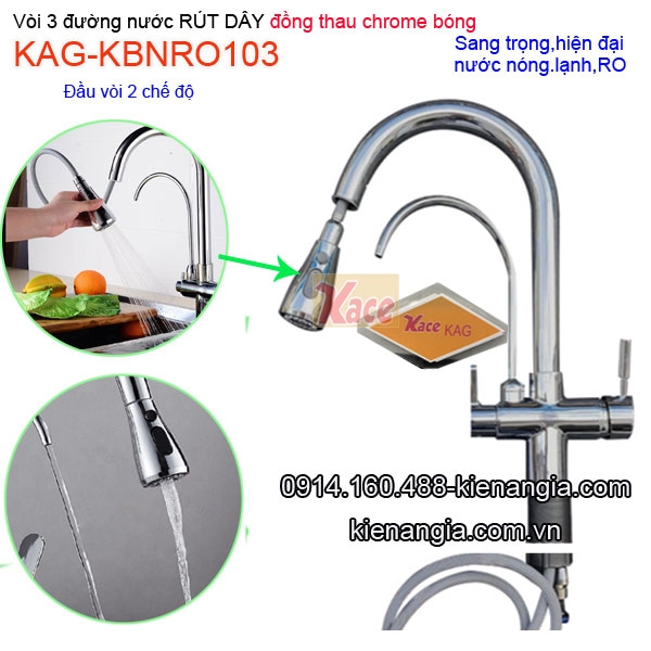 Vòi rửa chén rút dây có lọc nước RO KAG-KBNRO103