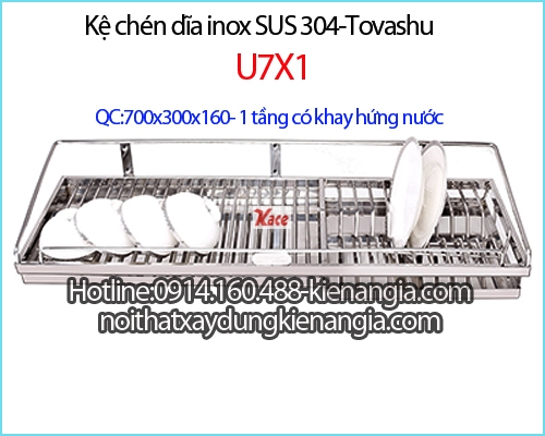 Kệ bếp 1 tầng 70cm có khay hứng nước Inox 304-Tovashu-U7X1