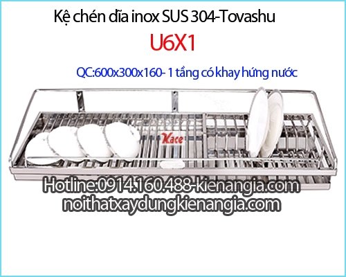 Kệ bếp 60cm có khay hứng nước Inox 304-Tovashu-U6X1