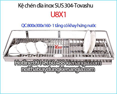Kệ bếp 80cm có khay hứng nước Inox 304-Tovashu-U8X1