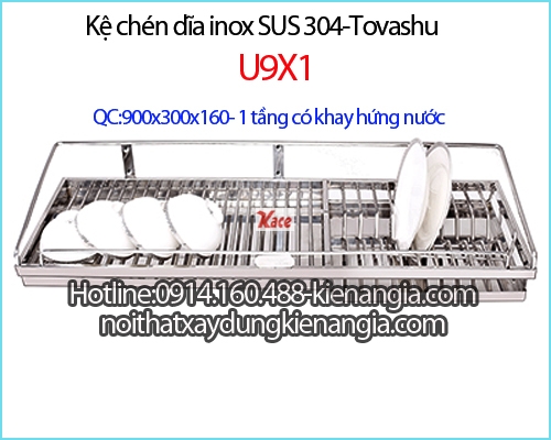 Kệ bếp 90cm có khay hứng nước  Inox 304-Tovashu-U9X1