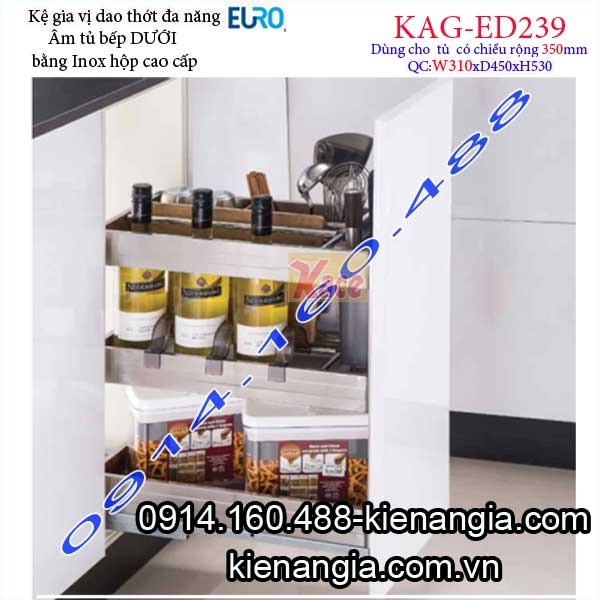 Kệ gia vị dao thớt inox hộp tủ 350 EUROGOLD-KAG-ED239