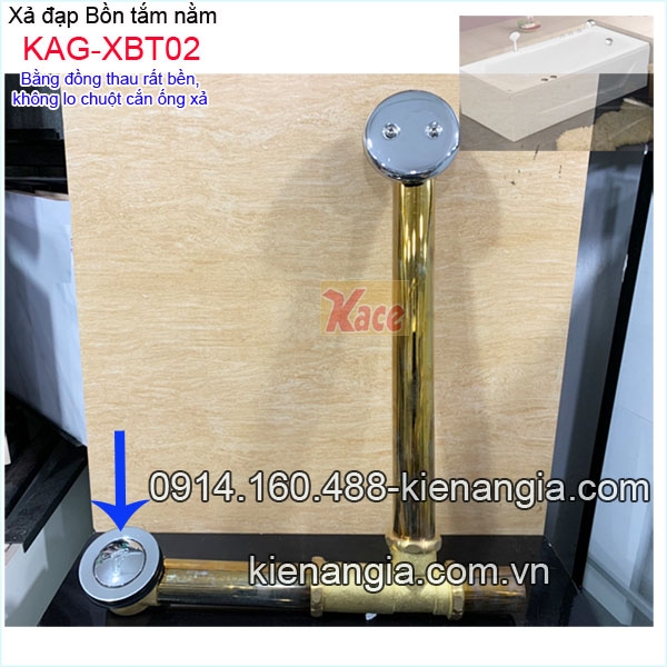 Bộ xả bồn tắm dài, xả đạp bằng đồng thau KAG-XBT02