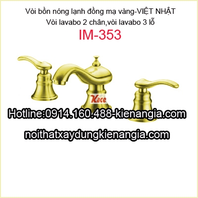 Vòi bồn tắm đồng mạ vàng ,vòi lavabo 3 lỗ IMEX IM-353