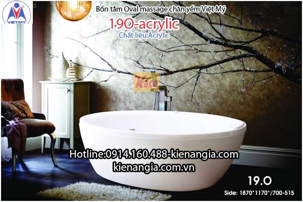 Bồn tắm oval massage Việt Mỹ acrylic 19O