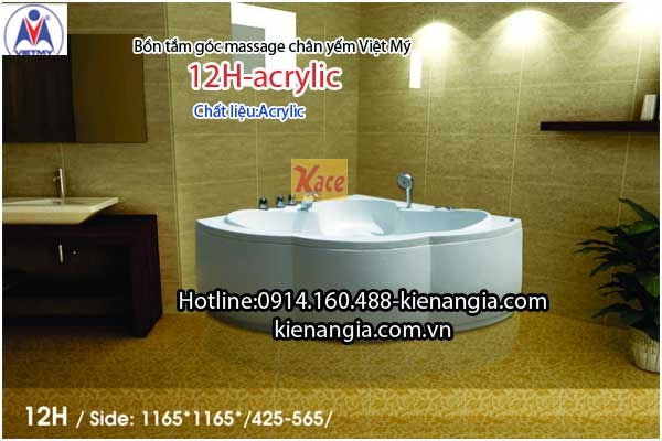 Bồn tắm góc massage chân yếm Việt Mỹ acrylic 12H