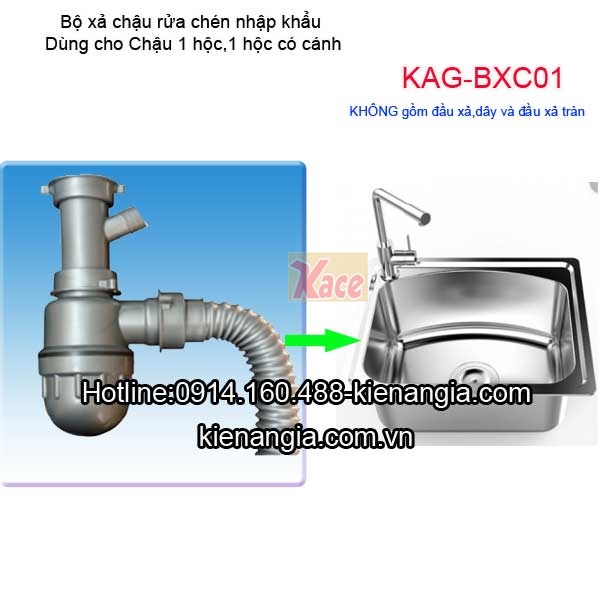 Bộ xả chậu rửa chén 1 hộc KAG-BXC01