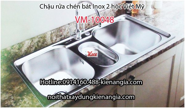 Chậu rửa chén inox 3 hộc 100x48 x23cm  Việt Mỹ VM-10048