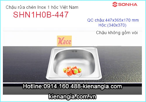 Chậu rửa chén Inox Sơn Hà giá rẻ 44.7x36.5 cm  SHN1H0B-447