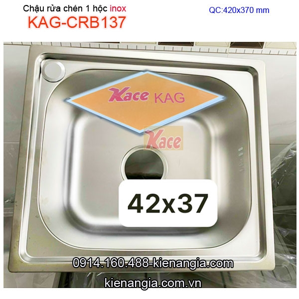 Chậu rửa chén inox 1 hộc 40x37cm KAG-CRB137