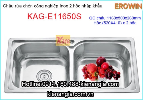 Chậu rửa chén công nghiệp,quán ăn EROWIN KAG-E11650S