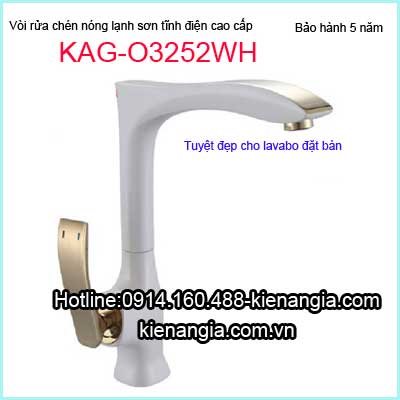 Vòi rửa chén sơn tĩnh điện trắng nóng lạnh KAG-O3252WH