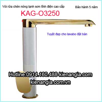 Vòi rửa chén vàng trắng sơn tĩnh điện nóng lạnh KAG-O3250