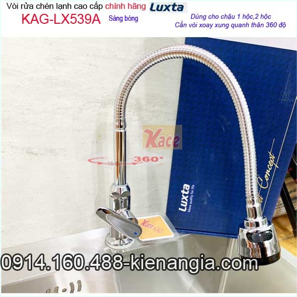 Vòi rửa chén lạnh lò xo, 2 chế độ nước Luxta  KAG-LX539A