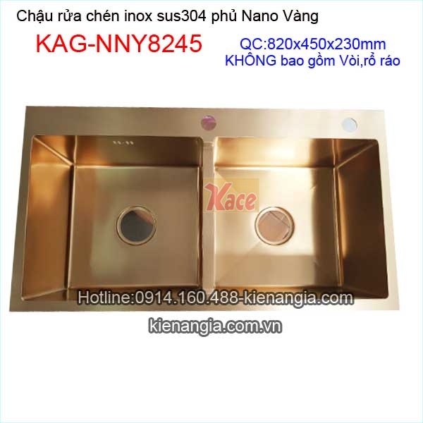 Chậu 2 hộc đều phủ Nano vàng KAG-NNY8245