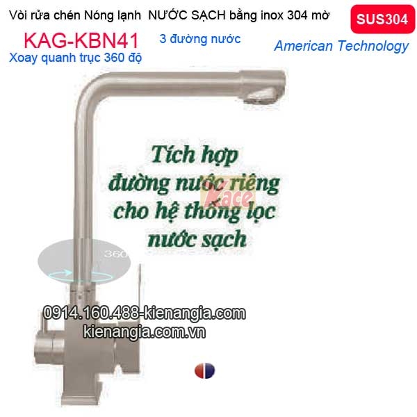 Vòi rửa chén nóng lạnh có lọc nước sạch KAG-KBN41