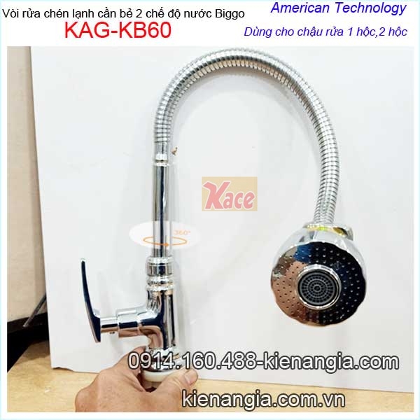 Vòi rửa chén lạnh cao cấp cần bẻ 2 chế độ  BiggoKAG-KB60