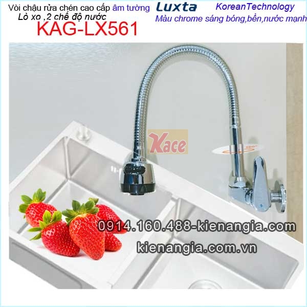 Vòi chậu rửa chén âm tường lò xo 2 chế độ Luxta Korea KAG-LX561