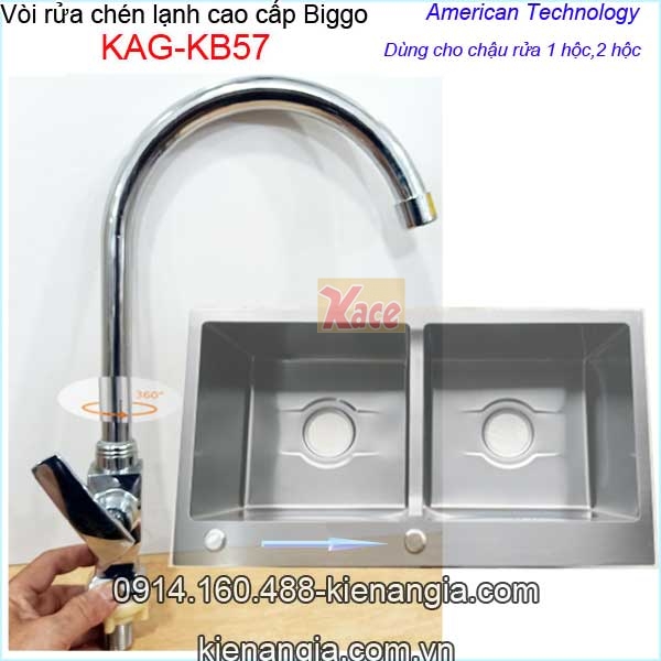 Vòi rửa chén lạnh cao cấp thân vuông Biggo KAG-KB57