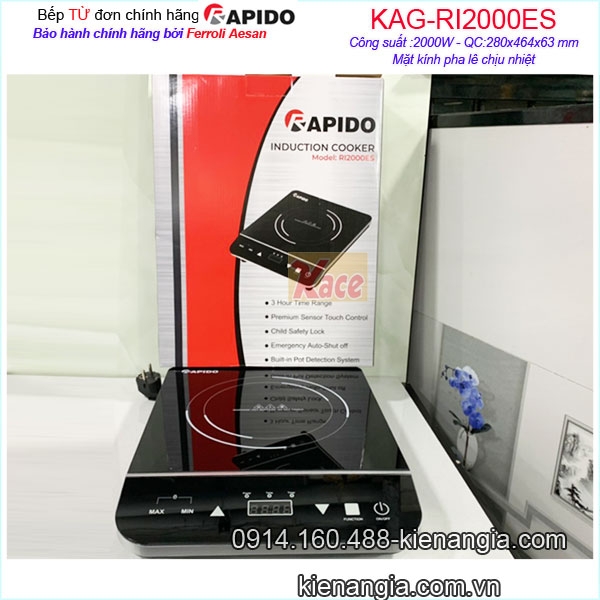 Bếp điện từ đơn chính hãng Rapido KAG-RI2000ES