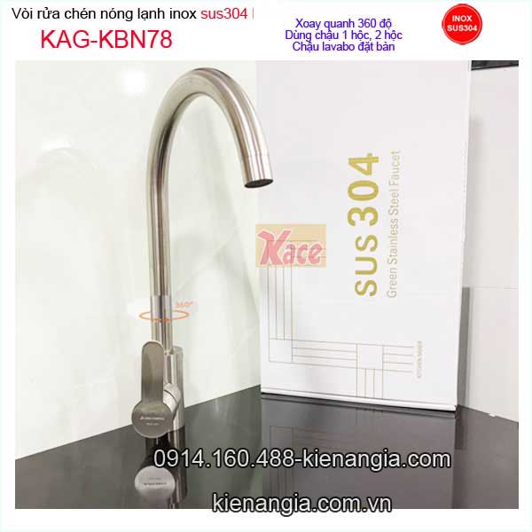 Vòi rửa chén nóng lạnh inox 304  KAG-KBN78