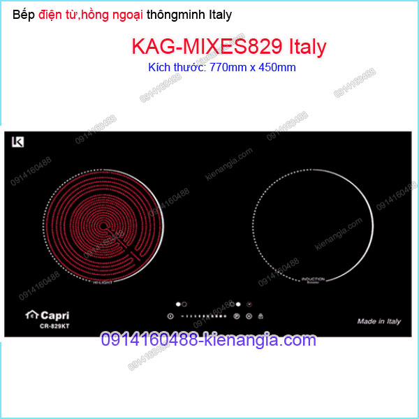 Bếp từ kết hợp hồng ngoại đẳng cấp Capri Italy KAG-MIXES829 Italy