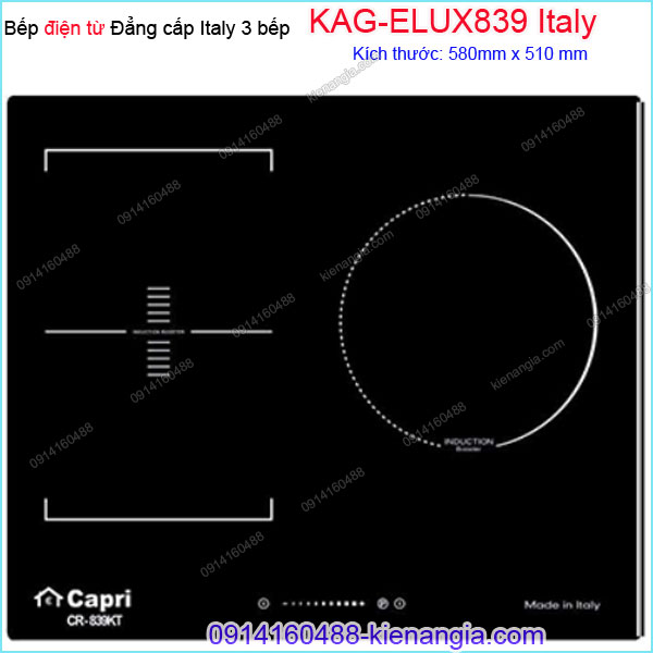 Bếp từ đôi đẳng cấp tinh tế Capri Italy KAG-ELUX839 Italy