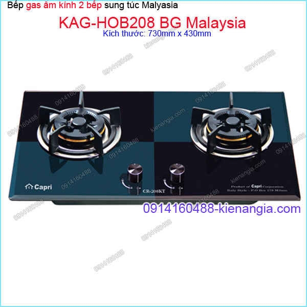 Bếp 2 gas âm kính Vui vẻ Capri Malaysia KAG-HOB208-BG Malaysia