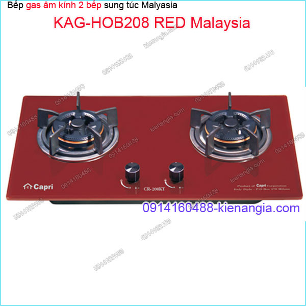 Bếp 2 gas âm kính sung túc Capri Malaysia hạnh phúc KAG-HOB208-RED Malaysia