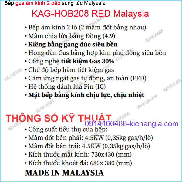 KAG-HOB208-RED-Malaysia-Bep-gas-am-kinh-sum-vay-Malaysia-KAG-HOB208-RED-Malaysia-thong-so