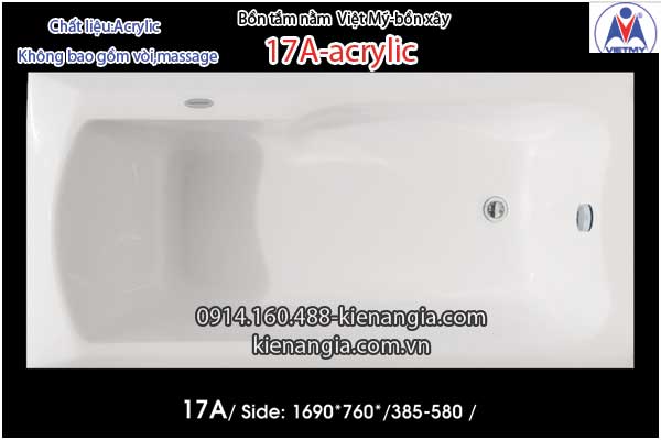Bồn xây,bồn tắm dài 1,7m Việt Mỹ  Acrylic-17A
