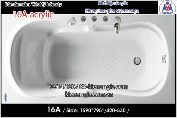 Bồn xây,bồn tắm dài 1,6m Việt Mỹ Acrylic-16A