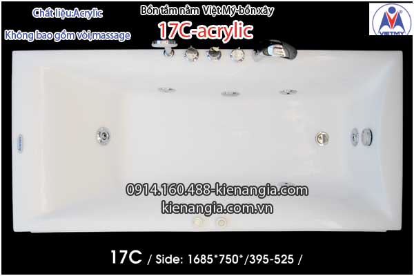 Bồn xây,bồn tắm dài 1,7m Việt Mỹ Acrylic-17C