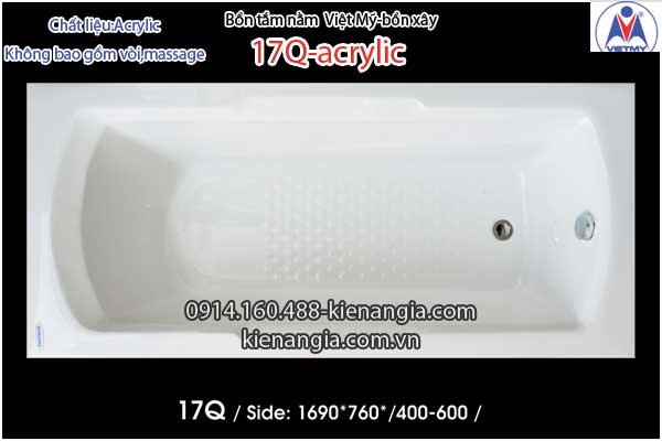 Bồn xây,bồn tắm nằm 1,7m Việt Mỹ Acrylic-17Q
