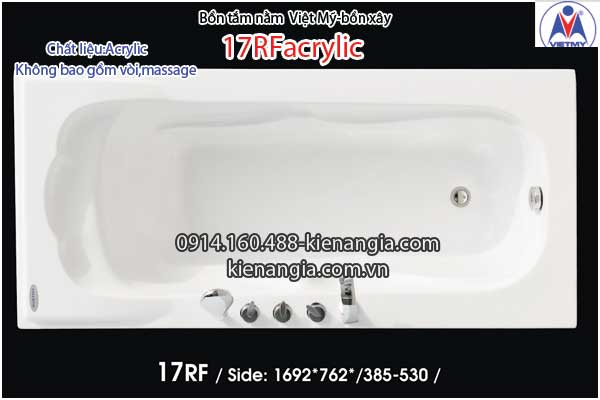 Bồn xây,bồn tắm nằm 1,7m Việt Mỹ Acrylic-17RF