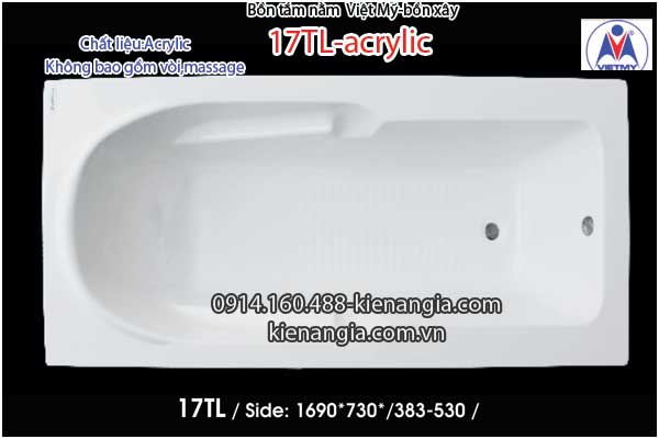 Bồn xây,bồn tắm nằm 1,7m Việt Mỹ Acrylic-17TL