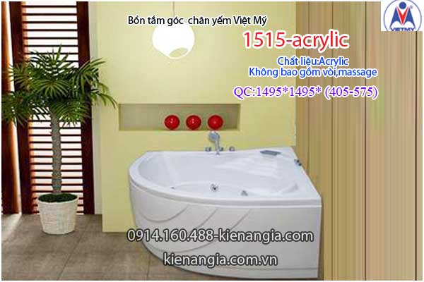 Bồn tắm góc 1,5m chân yếm Việt Mỹ VM1515-Acrylic